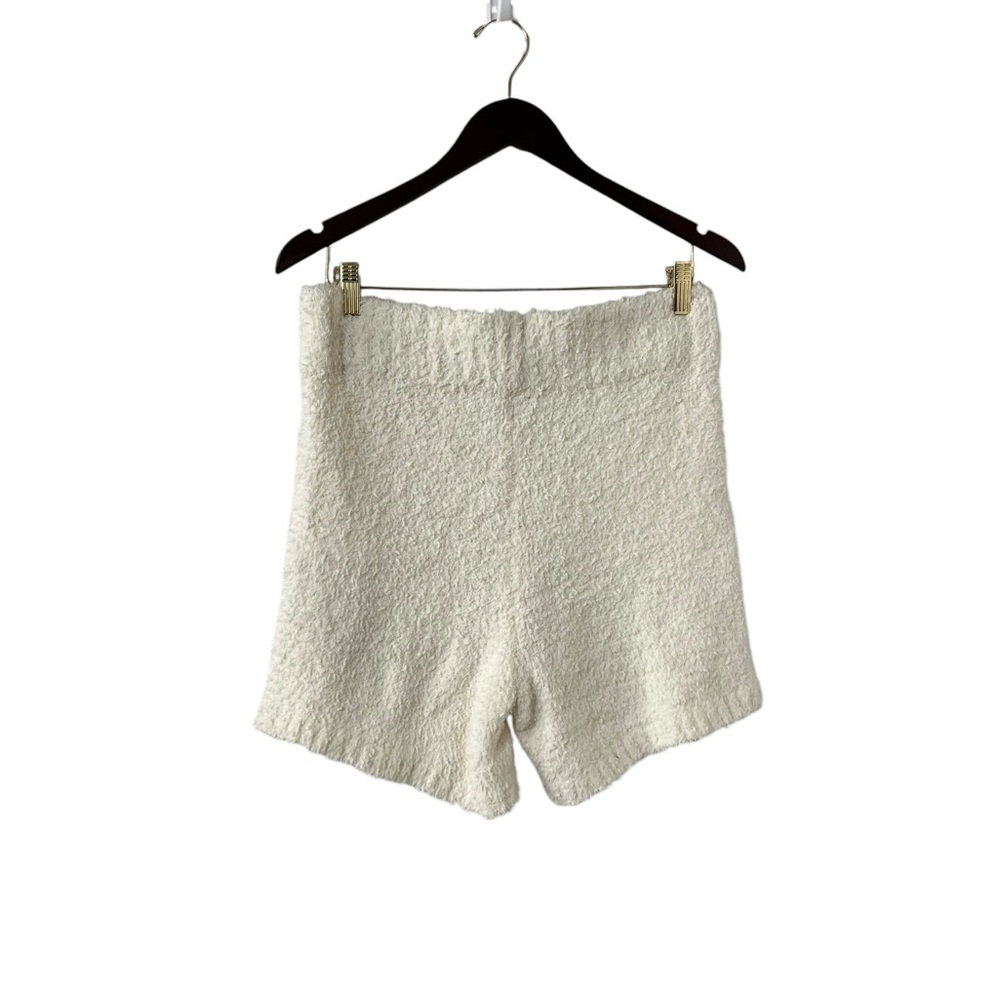 SKIMS Fuzzy White Knit High Rise Casual Shorts - Picture 5 of 9
